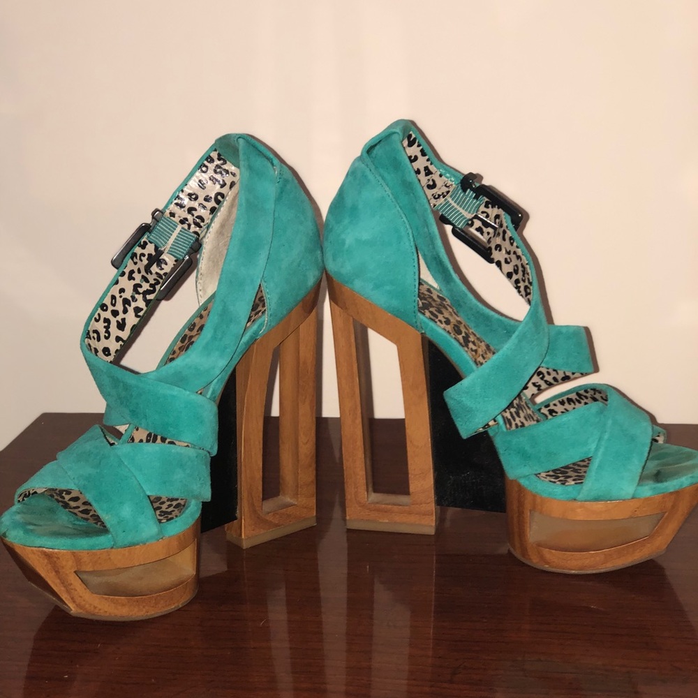 Jessica Simpson wooden wedge sandals.